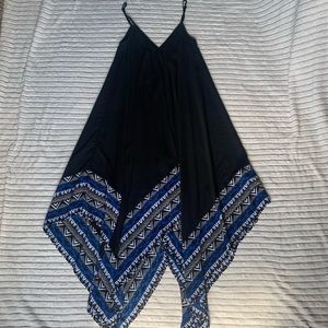 Express Flowy Black Dress with blue design